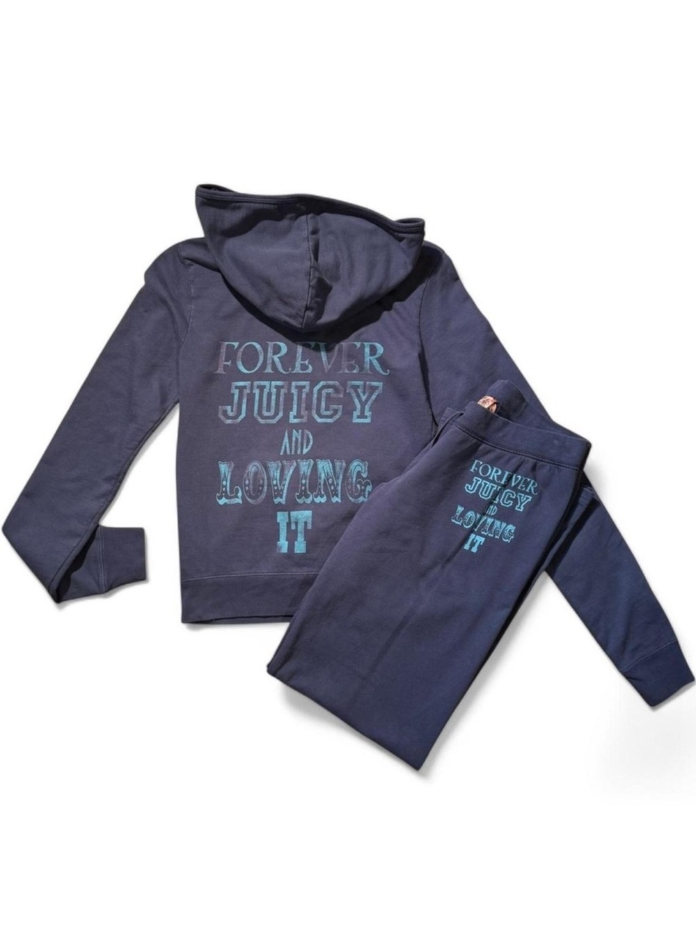 Y2K Forever Juicy and Loving It French Terry Juicy Couture Set Blue Small